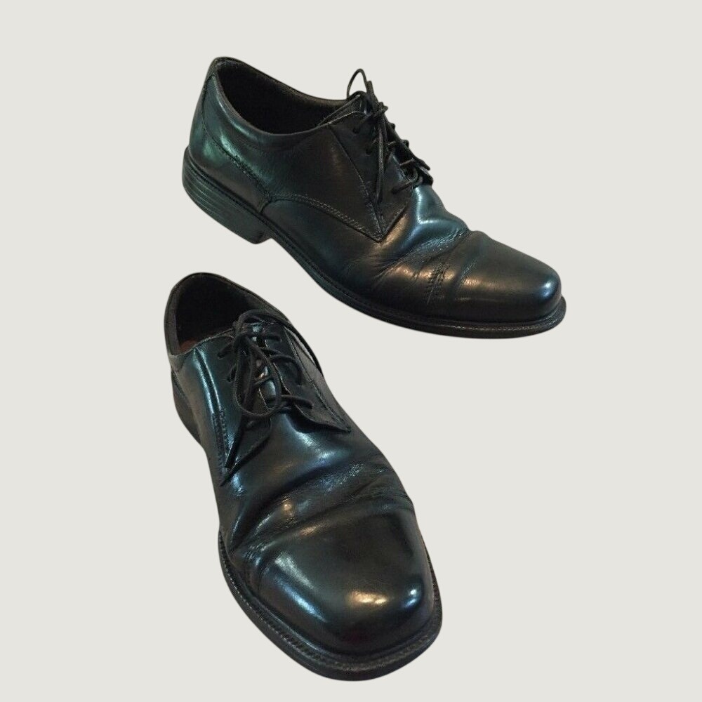 Bostonian Shoes Mens 10M Oxfords Black Leather Wenham Flexlite Lace Up Cap Toe